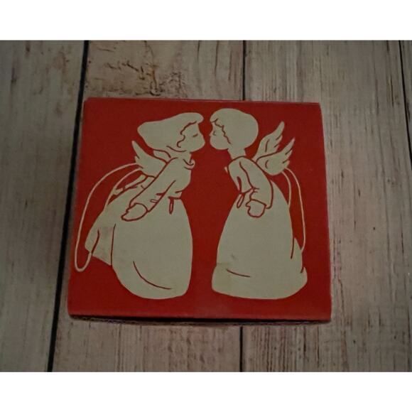 VTG MCM 60’a Pair of Glazed Kissing Angels Figurines Ornaments Christmas Japan - Picture 9 of 13
